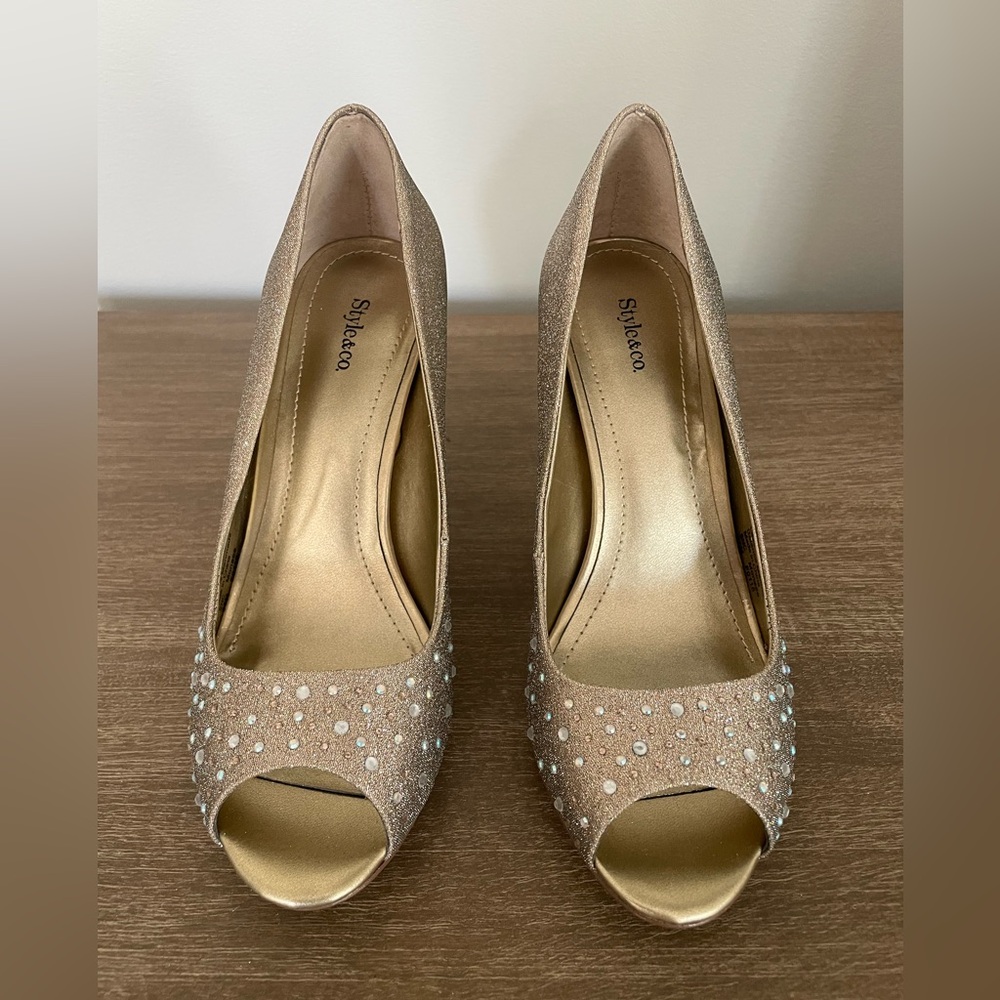 Style & Co Rose Gold Peep-Toe Heels NIB